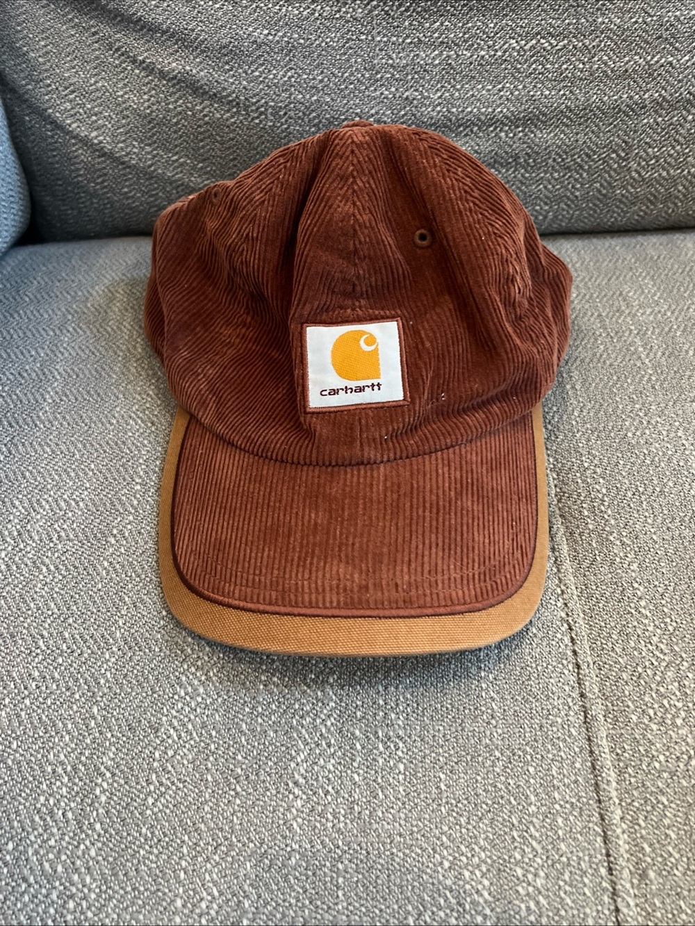 Carhartt Brown Corduroy Cap with Tan Brim Trim